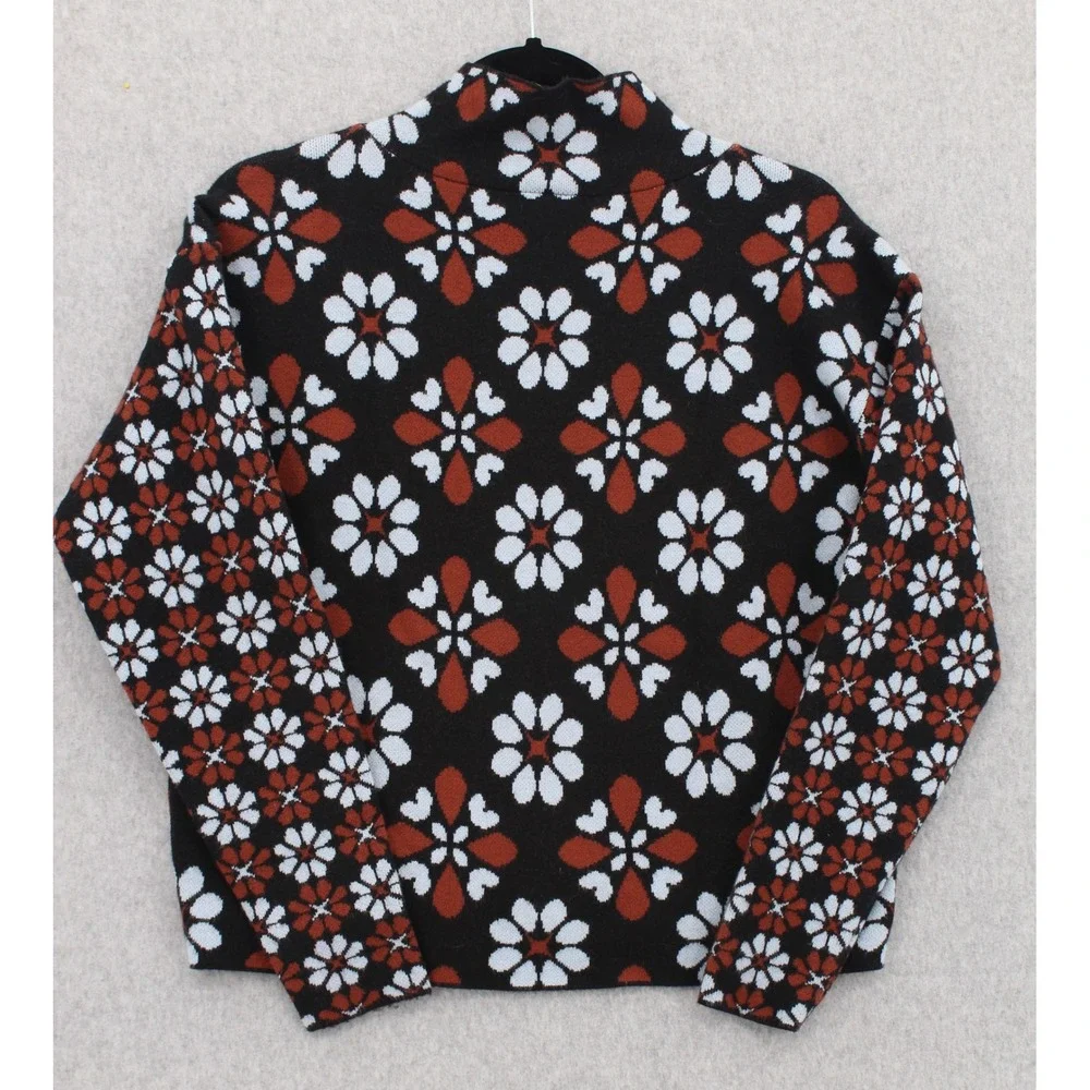 Maeve Anthropologie Carys Mock Neck Sweater Black Rust XXS - Picture 3 of 11
